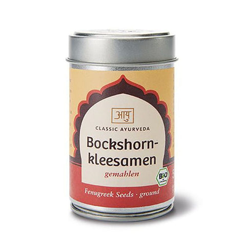 Eine Dose Classic Ayurveda Bio gemahlener Bockshornkleesamen.