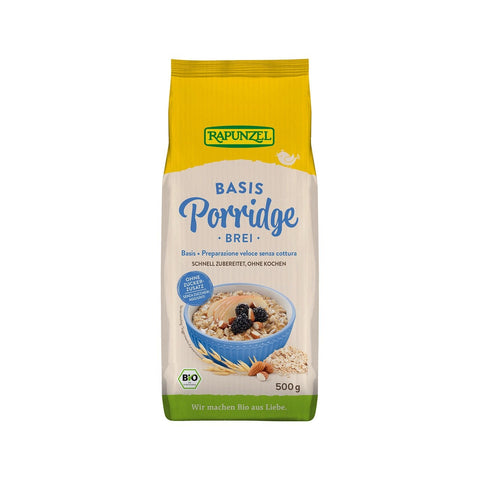 Eine Packung Rapunzel Bio Basis Porridge (Haferbrei) Mischung.