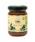 Ein Glas Terra Verde Bio-Vegan Olivencreme (Tapenade).
