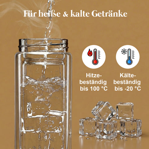 Doppelwandige Glas-Teeflasche mit Teesieb 500 ml