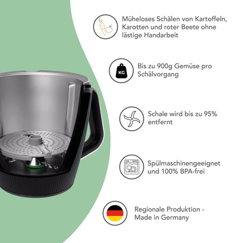 WunderPeeler® (mit Träger) | Kartoffelschäler-Aufsatz für Thermomix TM7, TM6, TM5, TM31