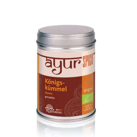 Silberne Gewürzdose "Ayur Spice" gemahlener Ajwain oder "Königs-Kümmel."