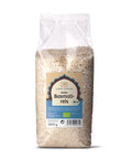 Ein durchsichtiger 1000g-Plastikbeutel mit „Echter Basmati-reis“ von Classic Ayurveda, versehen mit einem blau-beigen Etikett inklusive Nährwertangaben und grünem Bio-Siegel.