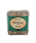Ein Klarsichtbeutel mit ganzem getrocknetem Beifuss der Marke Gwürzhüsli, beschriftet mit „Beifuss ganz Bizarro“.