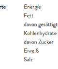 Eine Nährwerttabelle für „Bolognese“-Gewürz pro 100g, mit Angaben zu 279 kcal, 2,6g Fett, 53g Kohlenhydraten (davon 39g Zucker), 11g Eiweiß und 11,9g Salz.