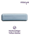 Nahaufnahme eines einzelnen, rechteckigen, hochwertigen blauen Teflon-Gleiters.