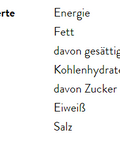 Ein Screenshot einer Nährwerttabelle auf Deutsch mit Angaben pro 100g, darunter 269,99 kcal, 10,55g Fett, 40,79g Kohlenhydrate und 16,7g Salz.